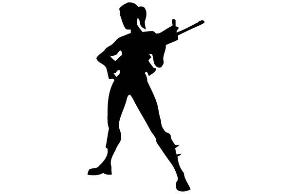 Silhouette of a Female Character with a Gun