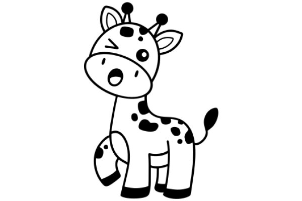 A Whimsical Scene: A Giraffe in a White Background