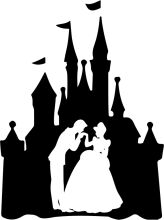 A Silhouette of a Romantic Scene: A Couple in a Castle Silhouette