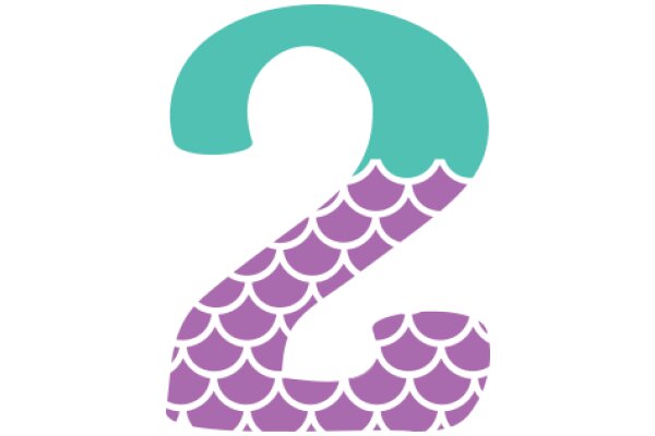 Stylized Number Two with a Purple Fish Design