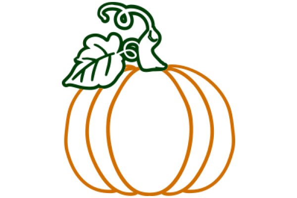 A Whimsical Illustration of a Pumpkin with a Leafy Stem