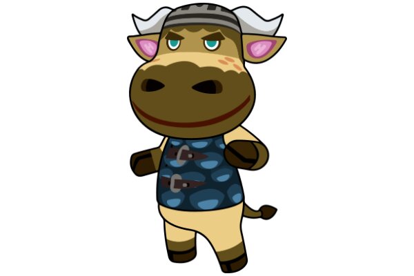 A Playful Cartoon of a Cow with a Unique Outfit