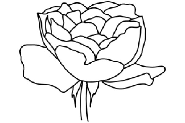 A Line Drawing of a Flower with Petals and Stem