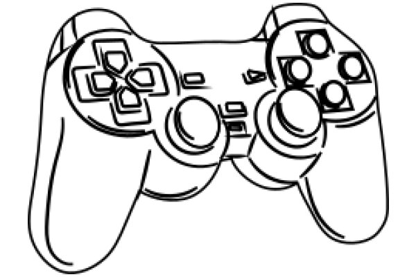 A Simple Line Drawing of a PlayStation Controller