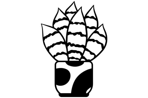 Stylized Illustration of a Cactus in a Vase