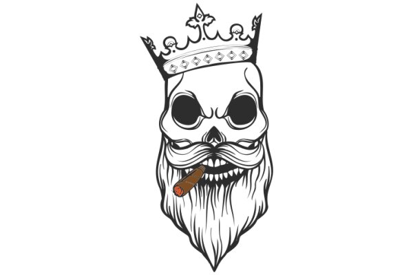 A Stylish Skull with a Cigar, Wearing a Crown: A Unique Artwork