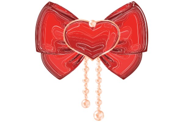 Vintage Red Bow with Heart Design