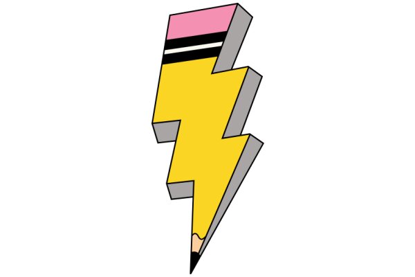 Vibrant Logo: A Stylized Pencil with a Yellow Lightning Bolt