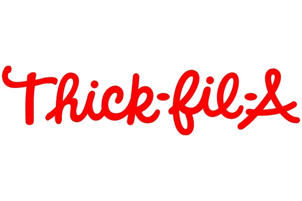 Vibrant Red Sign with the Word 'Thick-Filed' in a Stylized Font