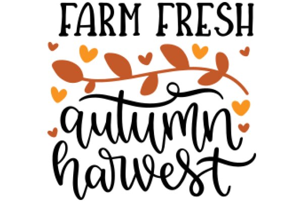 Fresh Harvest: A Seasonal Illustration with Orange and Yellow Leaves and Hearts