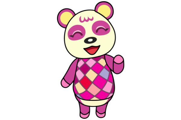 A Delightful Pink and Purple Stuffed Bear with a Big Smile