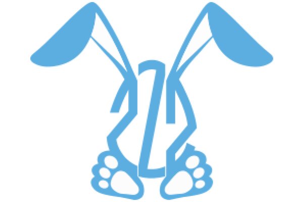 Stylized Blue Bunny with Paw Prints