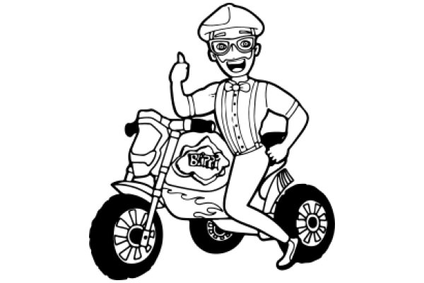 A Stylish Motorcycle Rider with a Unique Hat and Glasses