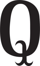 Stylized Black Letter Q on a White Background