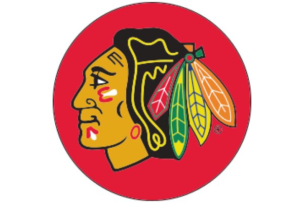 Vibrant Chicago Blackhawks Logo with Native American Imagery