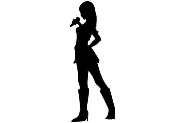 Silhouette of a Female Singer with a Microphone