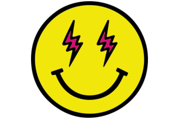 Emotional Iconography: A Smiley Face with a Pink and Black Lightning Bolt