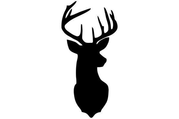 Stylized Black Silhouette of a Deer's Head and Antlers