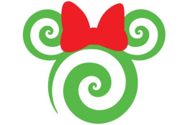 Vibrant Logo: A Playful Design with a Red Bow and Green Swirls