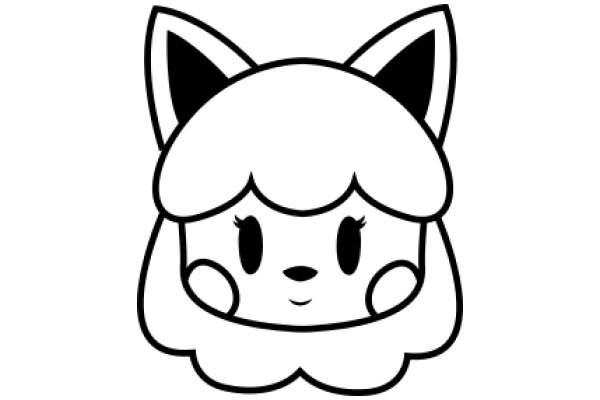 Stylized Cartoon Character: A Cute, Illustration of a Cat-like Creature with a Smile