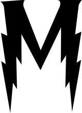 Stylized Black and White Letter M with Lightning Bolts