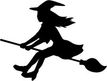 Silhouette of a Witch on a Broomstick