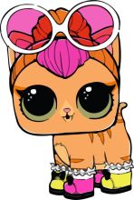 Adorable Cartoon Cat with Pink Hair and Glasses