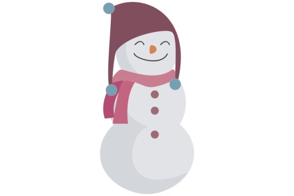 A Friendly Snowman with a Pink Scarf and Hat