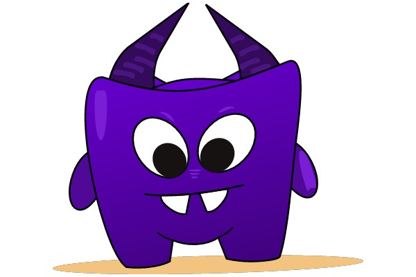 Vibrant Purple Cartoon Character with Horns and a Smile