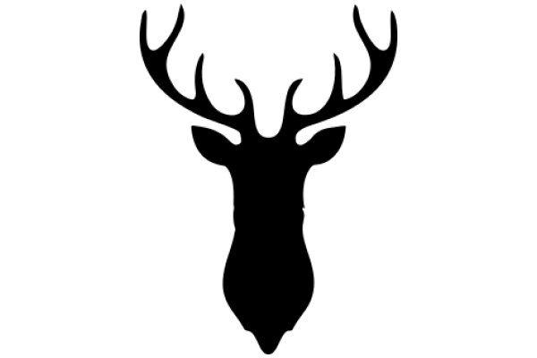 Stylized Black Deer Silhouette on White Background