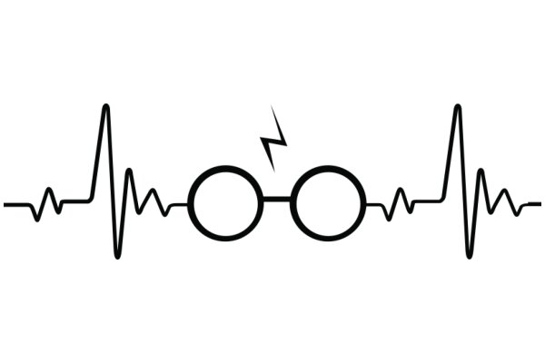 Electrocardiogram with a Stylized ECG Line and Glasses Icon