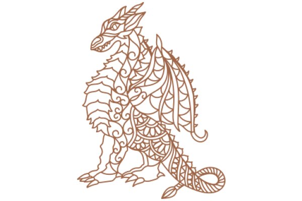 Stylized Dragon Illustration: A Detailed Line Art