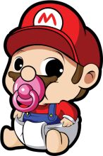 Adorable Cartoon Character with a Pacifier and a Red Hat