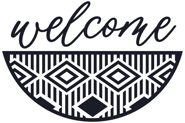 Welcome Sign with Geometric Pattern