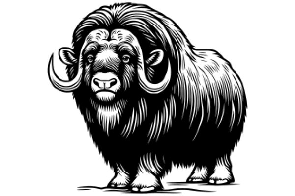 Stylized Illustration of a Buffalo with Horns