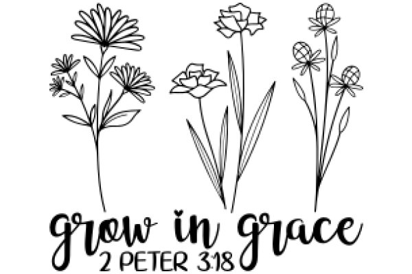 Grow in Grace: A Biblical Quote Illustrated with Flower Stems and Petals