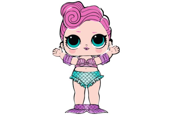 An Adorable Cartoon Character with Pink Hair and a Purple Swirl