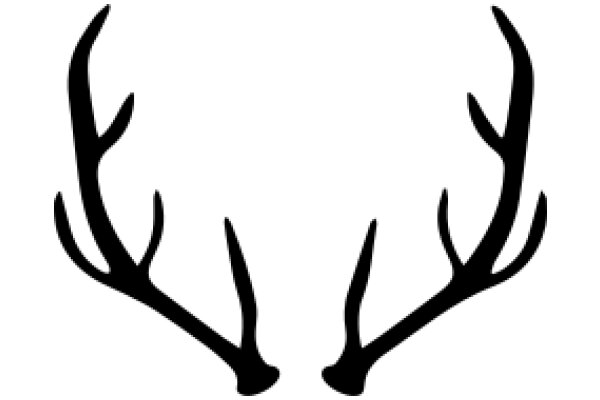 Stylized Black Deer Antlers on a White Background