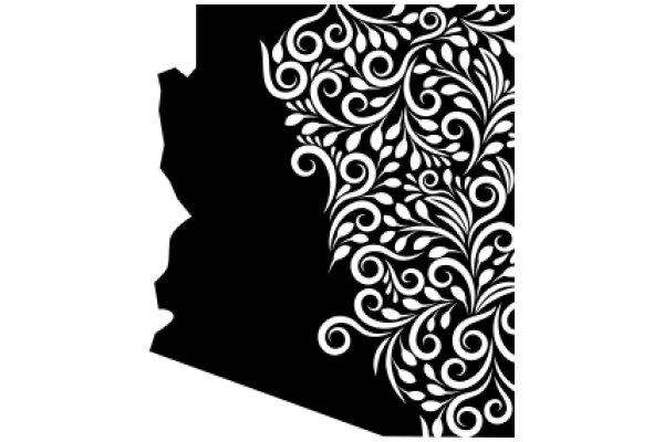 Stylized Floral Pattern on a Black Background