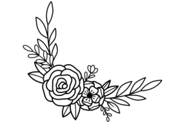 Elegant Floral Design: A Line Art