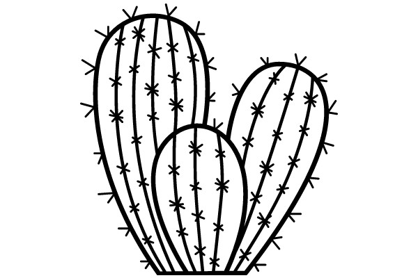 Simplistic Line Drawing of a Cactus