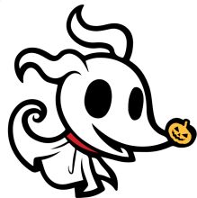 Whimsical Halloween Character: A Ghostly Dog with a Pumpkin Nose