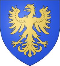 Vivid Blue and Gold Heraldic Eagle Emblem