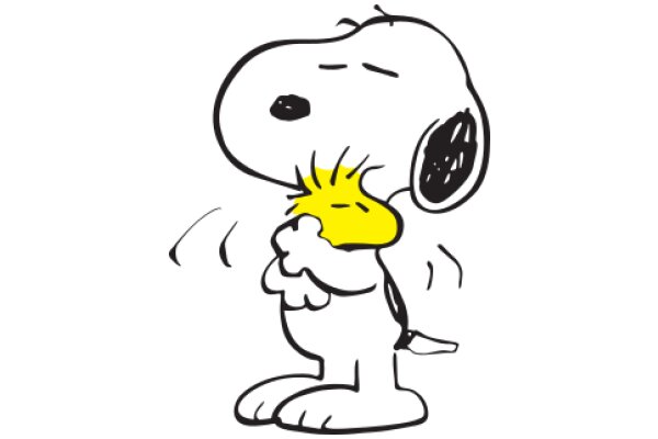 A Heartwarming Moment: Snoopy's Dreamy Hug with His Yellow Ball