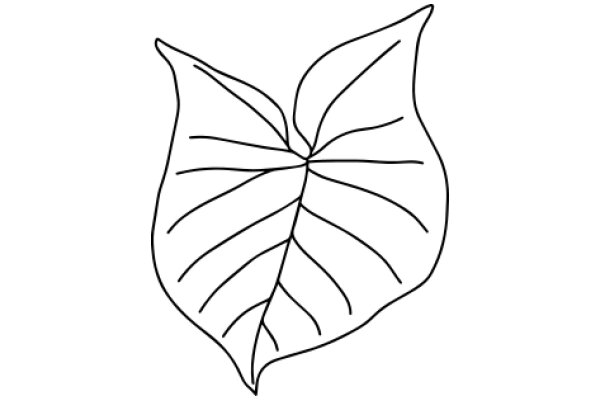 Simplistic Line Drawing of a Leaf