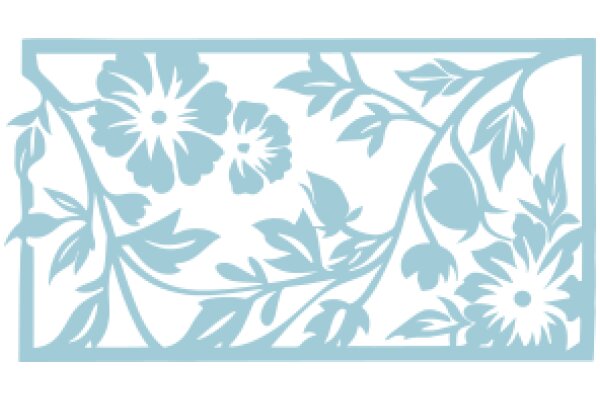 Stylized Floral Pattern with Blue Flowers and Leaves