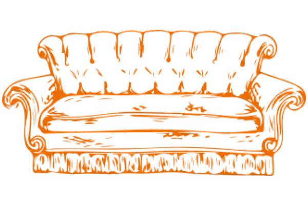 Vintage Orange Couch Illustration