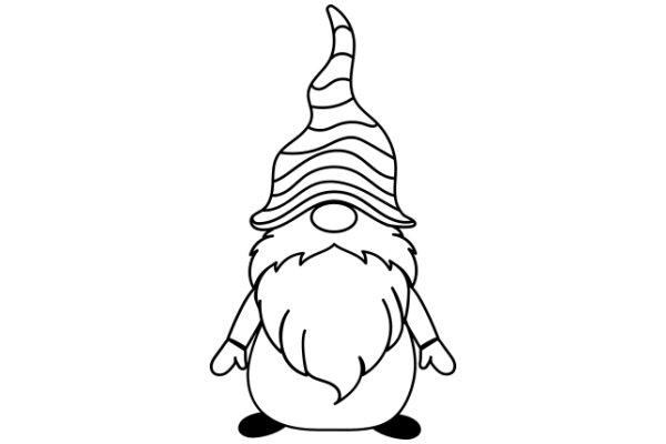 A Whimsical Cartoon of a Gnome with a Wavy Hat and a Smile