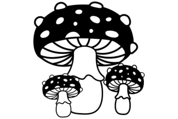 Whimsical Line Art: A Playful Mushroom and Flower Illustration