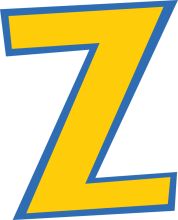 Vibrant Yellow Letter Z with a Blue Outline